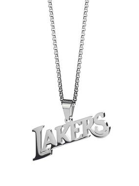 Silver Script 'LAKERS' Pendant Necklace on Curb Chain 60cm